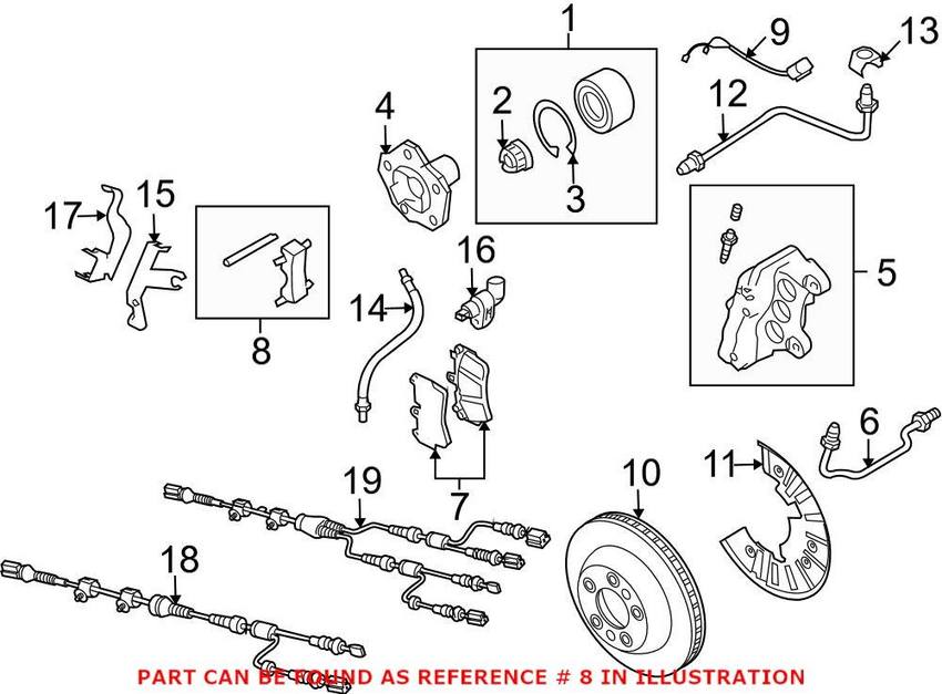 Audi VW Disc Brake Pad Hardware Kit - Front 7L0698269A